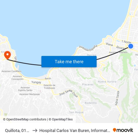 Quillota, 0151 to Hospital Carlos Van Buren, Informatica map