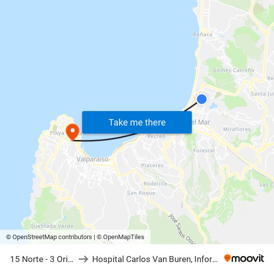 15 Norte - 3 Oriente to Hospital Carlos Van Buren, Informatica map