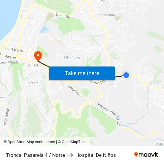 Troncal Pasarela 4 / Norte to Hospital De Niños map