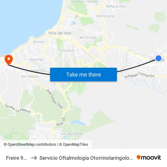 Freire 906 to Servicio Oftalmología Otorrinolaringología map