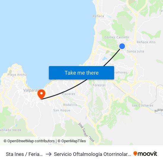 Sta Ines / Feria Libre to Servicio Oftalmología Otorrinolaringología map