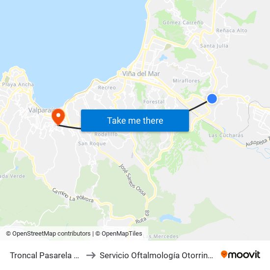 Troncal Pasarela 2 / Norte to Servicio Oftalmología Otorrinolaringología map