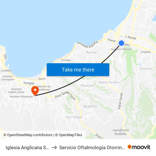 Iglesia Anglicana San Pedro to Servicio Oftalmología Otorrinolaringología map