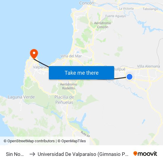 Sin Nombre to Universidad De Valparaíso (Gimnasio Polideportivo) map