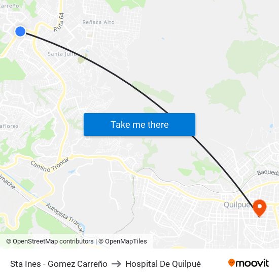 Sta Ines - Gomez Carreño to Hospital De Quilpué map