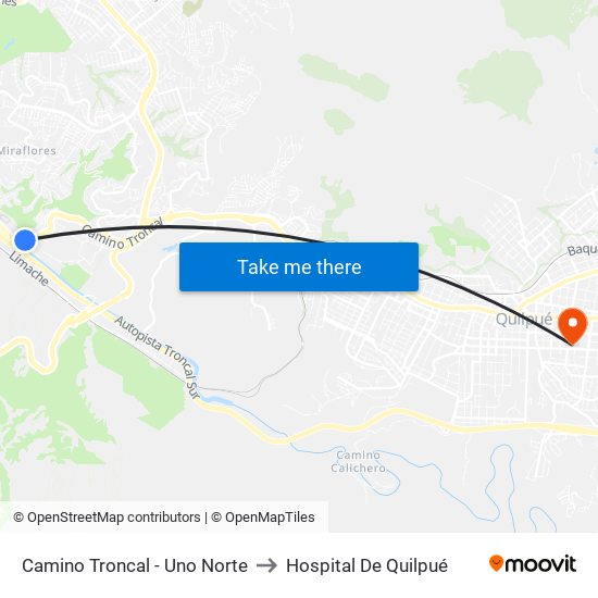 Camino Troncal - Uno Norte to Hospital De Quilpué map