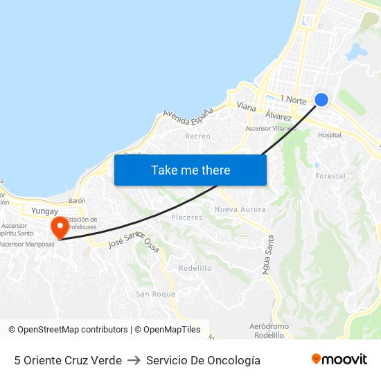 5 Oriente Cruz Verde to Servicio De Oncología map