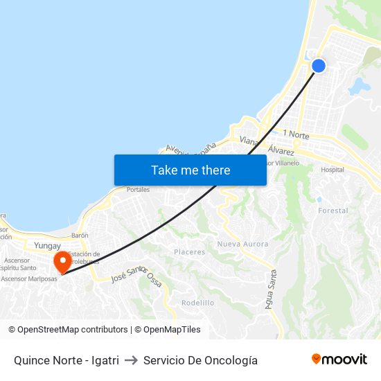 Quince Norte - Igatri to Servicio De Oncología map