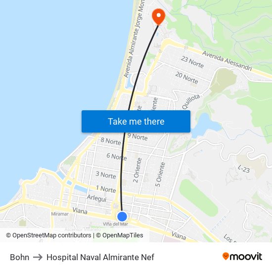 Bohn to Hospital Naval Almirante Nef map