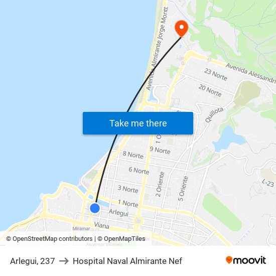 Arlegui, 237 to Hospital Naval Almirante Nef map