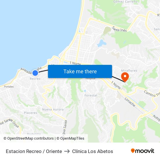 Estacion Recreo / Oriente to Clínica Los Abetos map