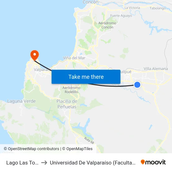 Lago Las Torres, 23 to Universidad De Valparaíso (Facultad De Arquitectura) map