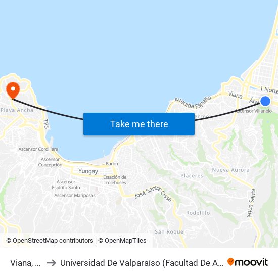 Viana, 645 to Universidad De Valparaíso (Facultad De Arquitectura) map