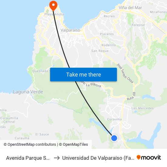 Avenida Parque Sur (Norte), 1620 to Universidad De Valparaíso (Facultad De Arquitectura) map