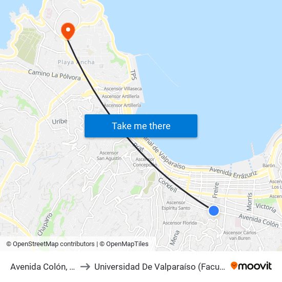 Avenida Colón, 2093-2131 to Universidad De Valparaíso (Facultad De Arquitectura) map