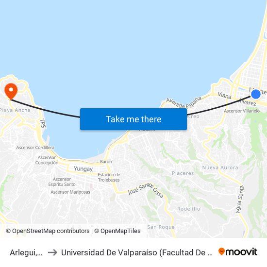 Arlegui, 679 to Universidad De Valparaíso (Facultad De Arquitectura) map