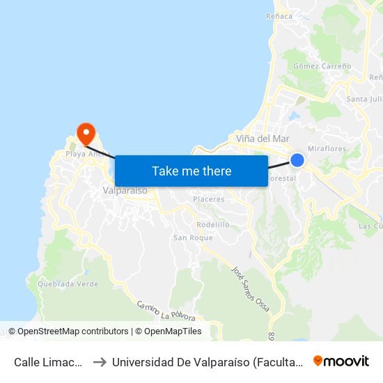 Calle Limache, 2081 to Universidad De Valparaíso (Facultad De Arquitectura) map