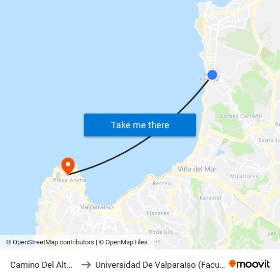 Camino Del Alto - Bellavista to Universidad De Valparaíso (Facultad De Arquitectura) map