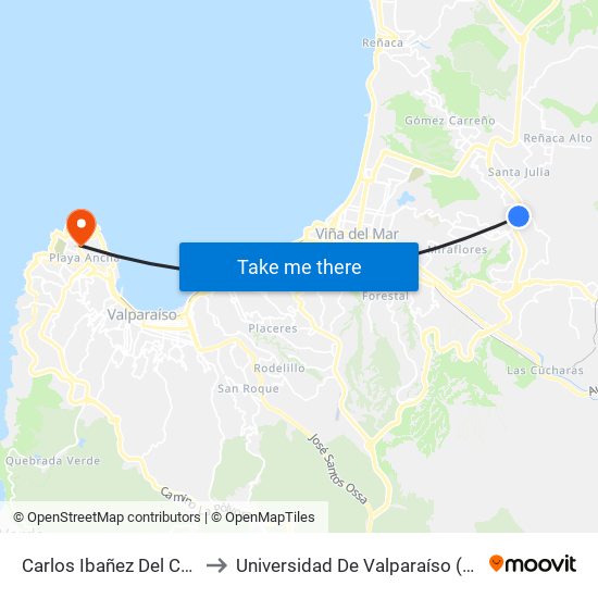 Carlos Ibañez Del Campo - Livingstone to Universidad De Valparaíso (Facultad De Arquitectura) map