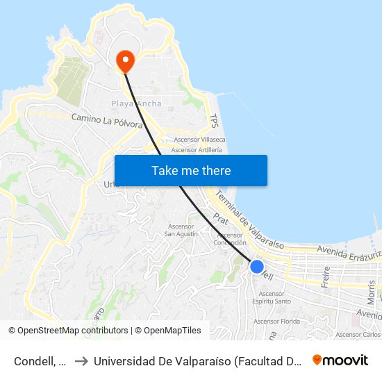 Condell, 1370 to Universidad De Valparaíso (Facultad De Arquitectura) map