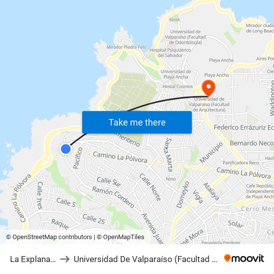 La Explanada, 31 to Universidad De Valparaíso (Facultad De Arquitectura) map