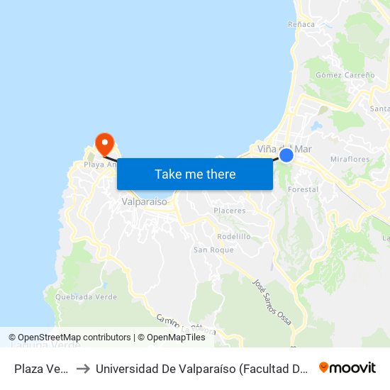 Plaza Vergara to Universidad De Valparaíso (Facultad De Arquitectura) map