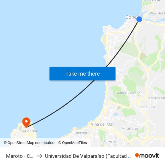 Maroto - Calle 13 to Universidad De Valparaíso (Facultad De Arquitectura) map