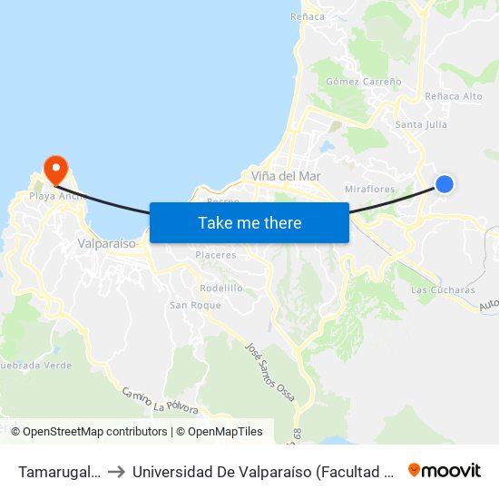 Tamarugal 1577 to Universidad De Valparaíso (Facultad De Arquitectura) map