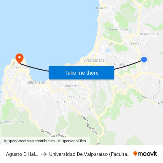 Agusto D'Halmar 252 to Universidad De Valparaíso (Facultad De Arquitectura) map