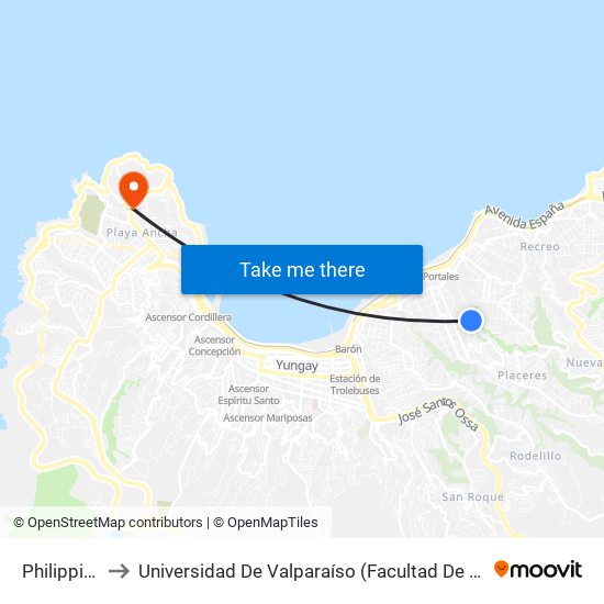Philippi 681 to Universidad De Valparaíso (Facultad De Arquitectura) map