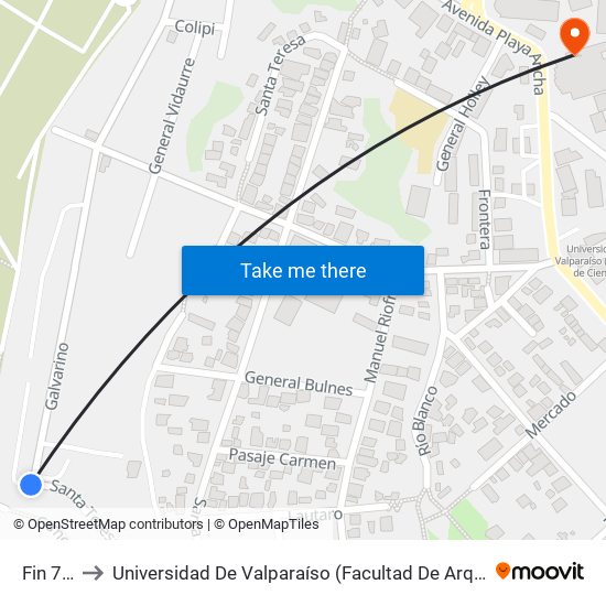 Fin 702 to Universidad De Valparaíso (Facultad De Arquitectura) map