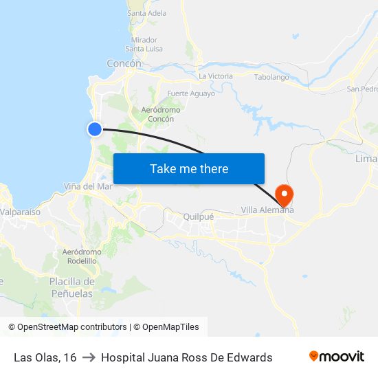 Las Olas, 16 to Hospital Juana Ross De Edwards map