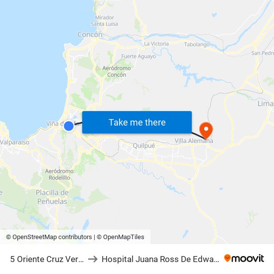 5 Oriente Cruz Verde to Hospital Juana Ross De Edwards map