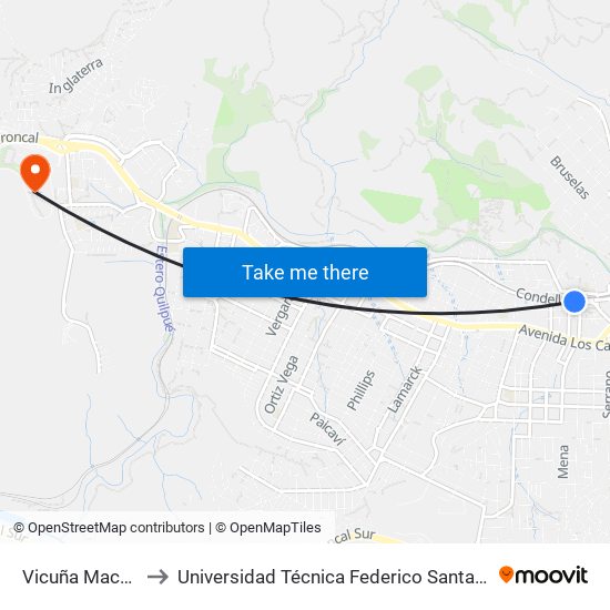 Vicuña Mackenna, 656 to Universidad Técnica Federico Santa María Sede Viña Del Mar map