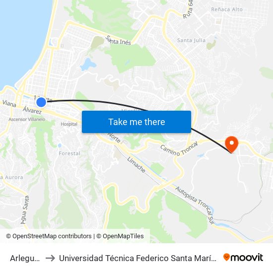 Arlegui, 679 to Universidad Técnica Federico Santa María Sede Viña Del Mar map