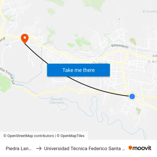 Piedra Lanceta, 2424 to Universidad Técnica Federico Santa María Sede Viña Del Mar map