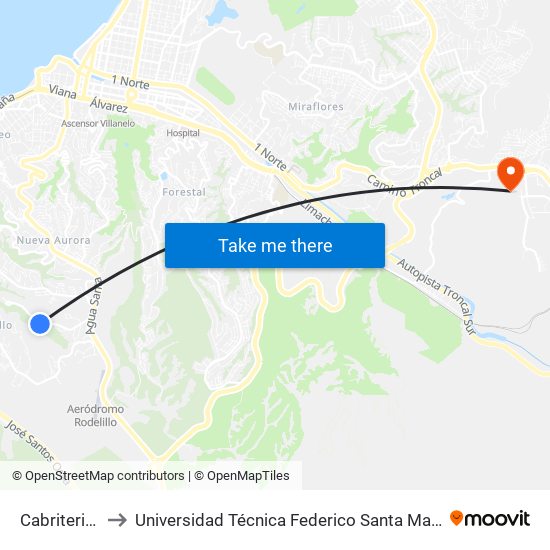 Cabriteria 1165 to Universidad Técnica Federico Santa María Sede Viña Del Mar map