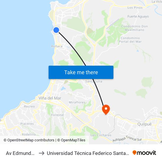 Av Edmundo Eluchans to Universidad Técnica Federico Santa María Sede Viña Del Mar map