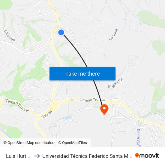 Luis Hurtado 116 to Universidad Técnica Federico Santa María Sede Viña Del Mar map