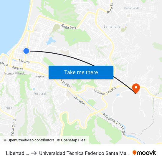 Libertad Copec to Universidad Técnica Federico Santa María Sede Viña Del Mar map