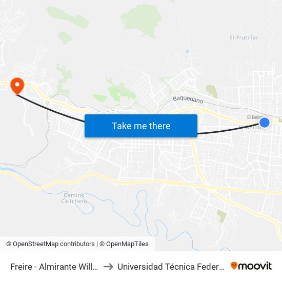 Freire - Almirante Williams Rebolledo Santa Isabel to Universidad Técnica Federico Santa María Sede Viña Del Mar map