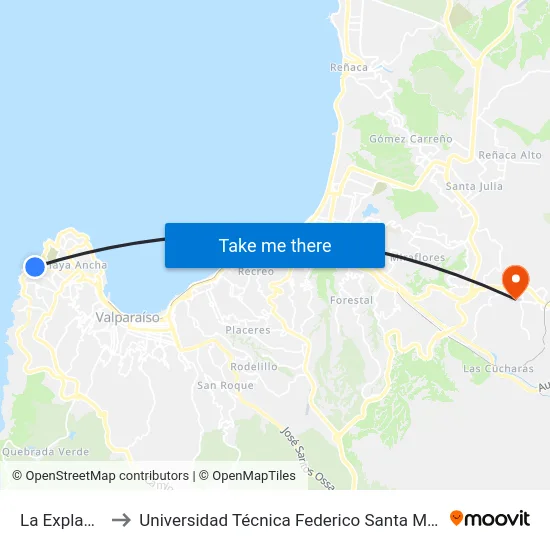 La Explanada, 31 to Universidad Técnica Federico Santa María Sede Viña Del Mar map