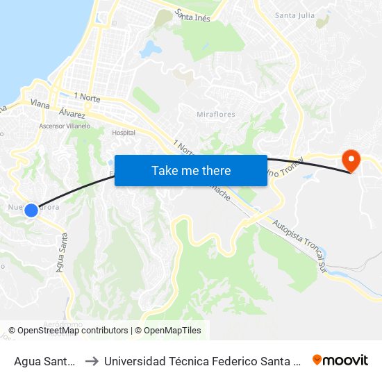 Agua Santa - Curico to Universidad Técnica Federico Santa María Sede Viña Del Mar map