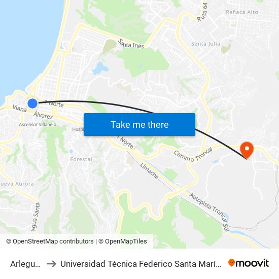 Arlegui, 237 to Universidad Técnica Federico Santa María Sede Viña Del Mar map