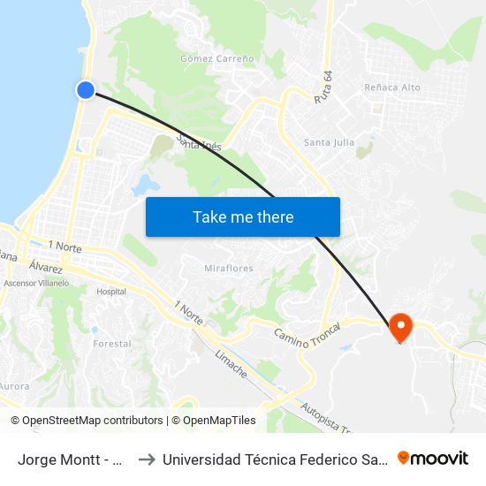 Jorge Montt - Guard Riquelme to Universidad Técnica Federico Santa María Sede Viña Del Mar map