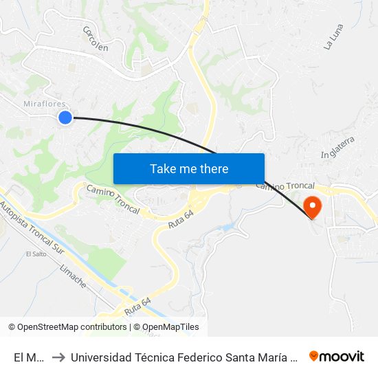 El Manio to Universidad Técnica Federico Santa María Sede Viña Del Mar map