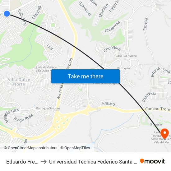 Eduardo Frei - Ximena to Universidad Técnica Federico Santa María Sede Viña Del Mar map