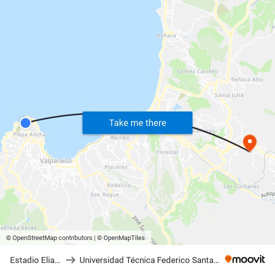 Estadio Elias Figueroa to Universidad Técnica Federico Santa María Sede Viña Del Mar map