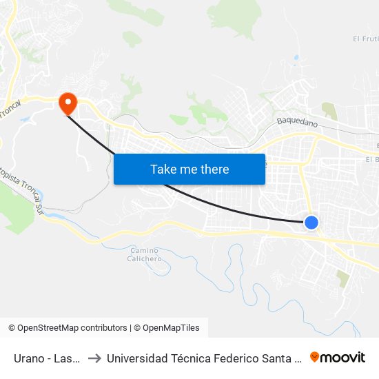 Urano - Las Pléyades to Universidad Técnica Federico Santa María Sede Viña Del Mar map