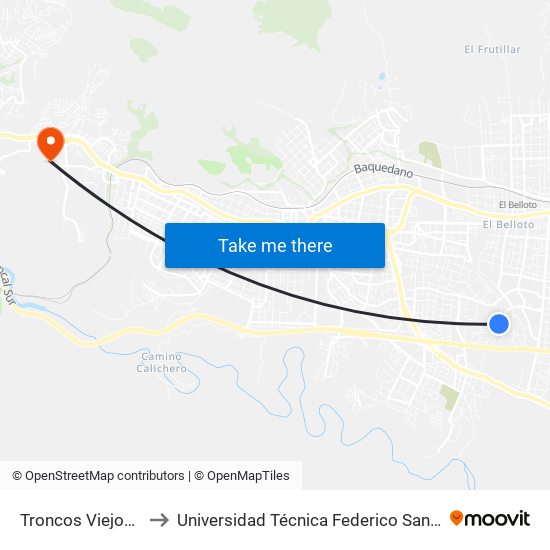 Troncos Viejos - Las Lomas to Universidad Técnica Federico Santa María Sede Viña Del Mar map